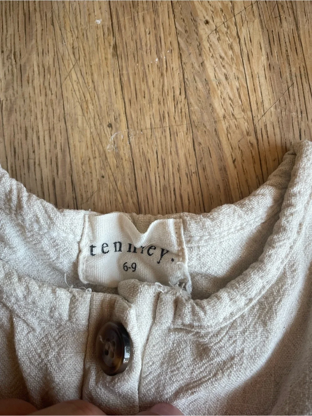 Neutral Cream Baby One-Piece Romper with Button Placket
